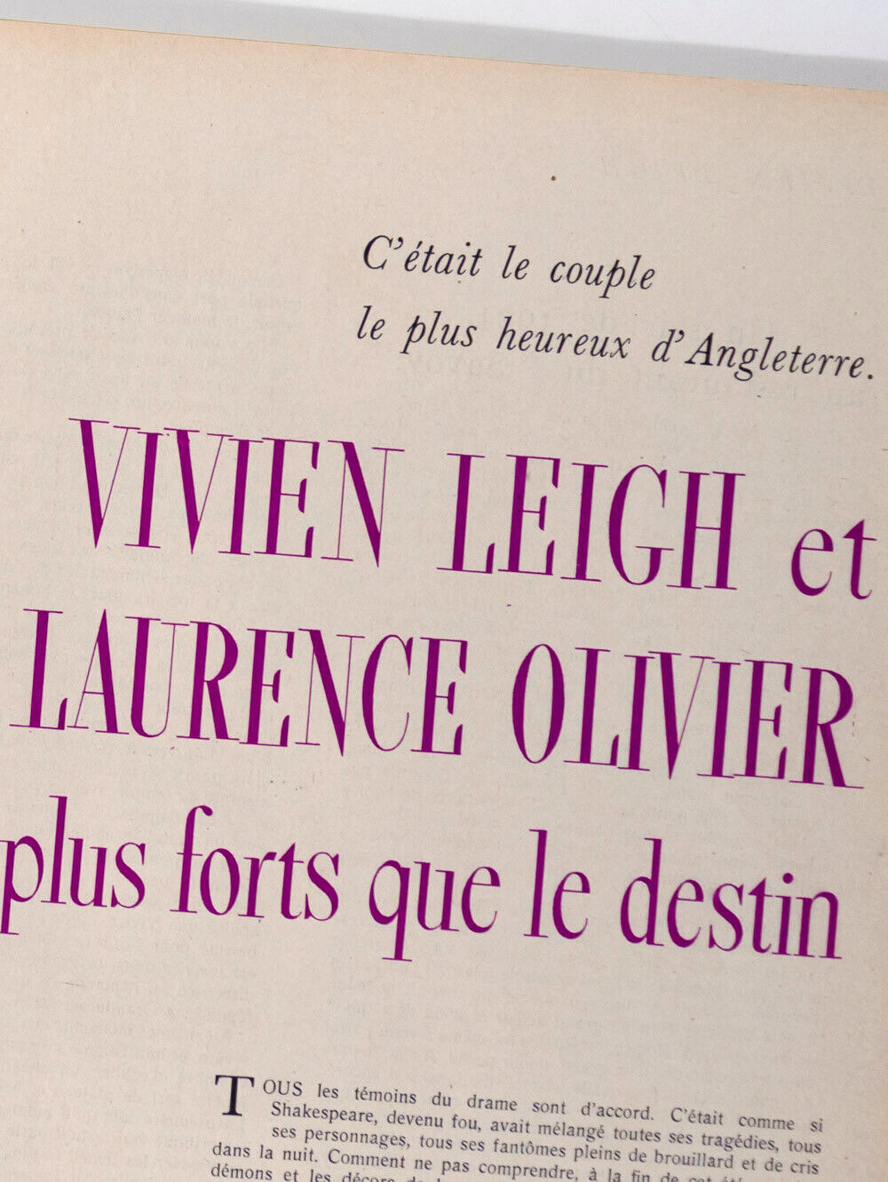 VIVIEN LEIGH Miscarriage story LAURENCE OLIVIER Xmas RARE French film magazine