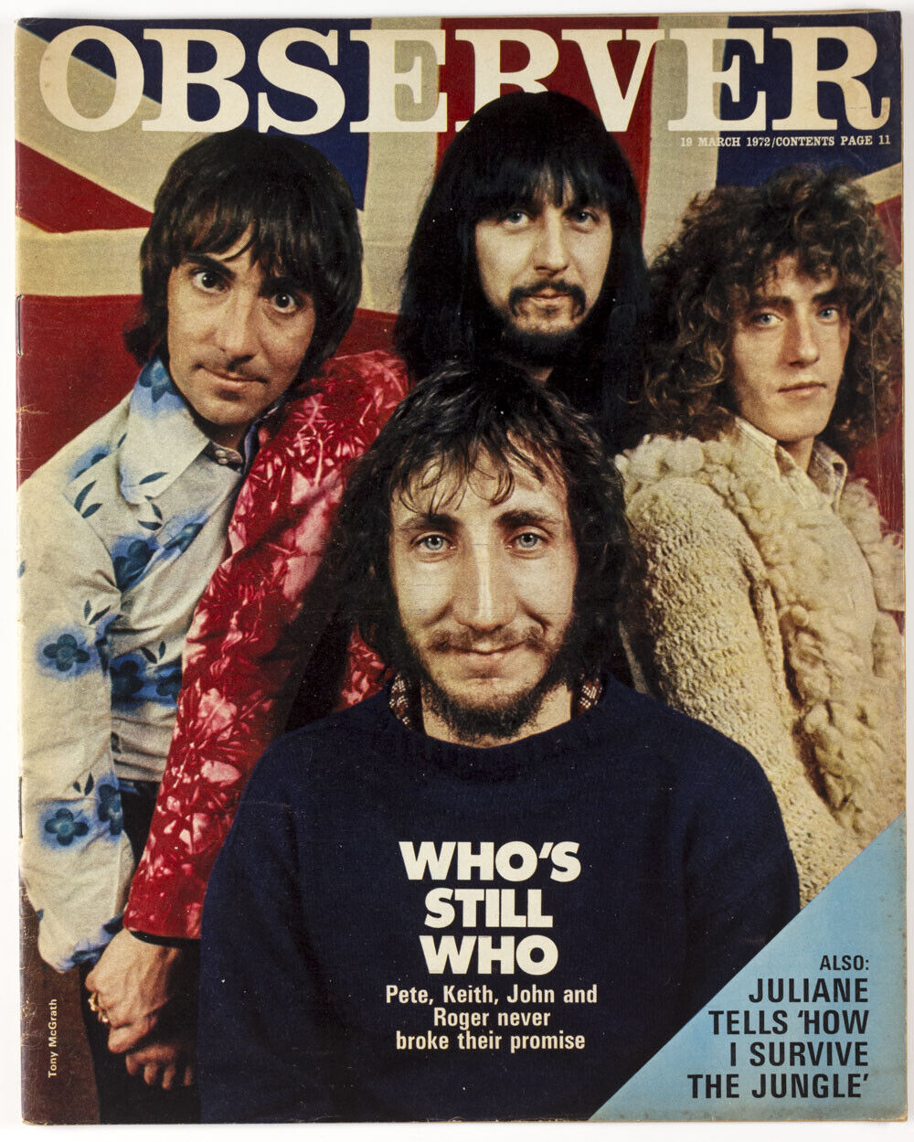 THE WHO Keith Moon PETE TOWNSHEND Roger Daltrey IRA 70's music OBSERVER magazine