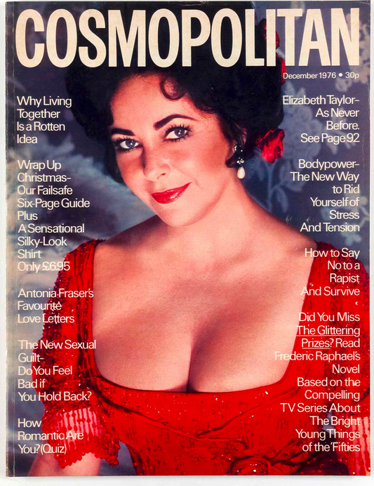 ELIZABETH TAYLOR Norman Parkinson ANTONIA FRASER vtg COSMOPOLITAN December 1976