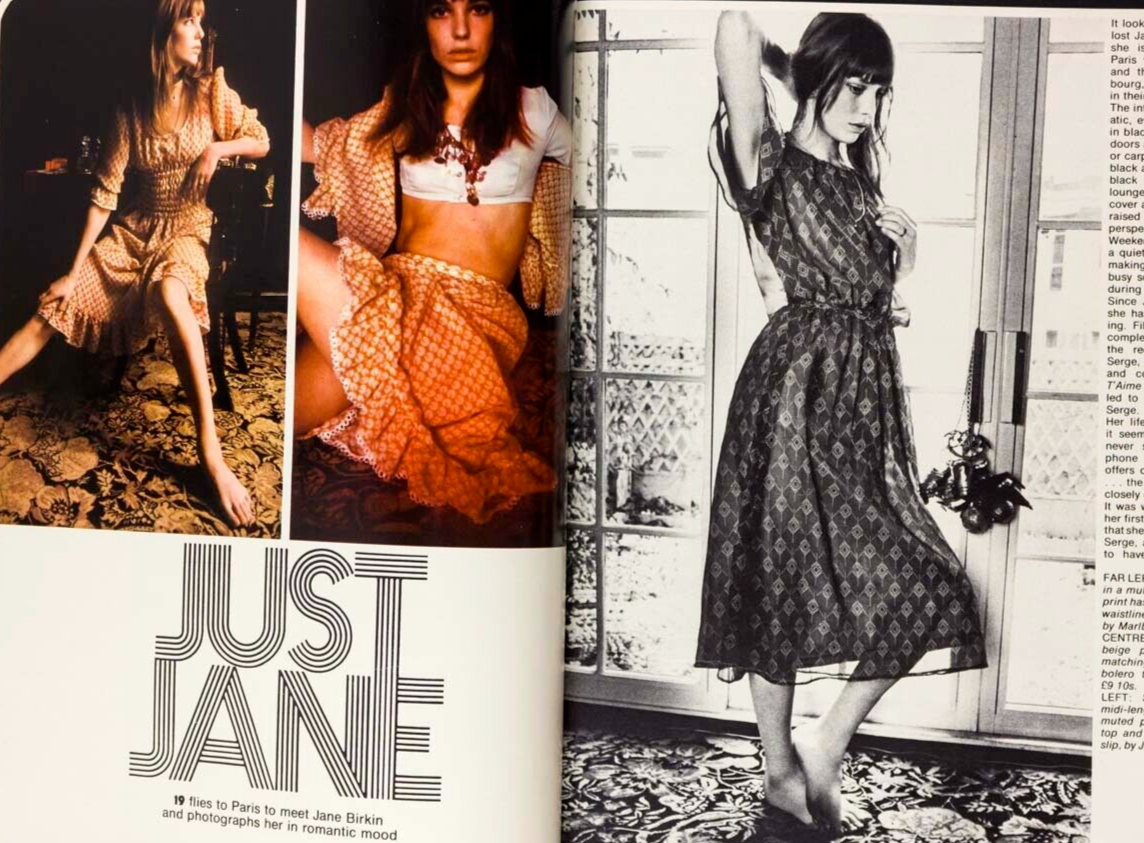 Jane Birkin SACHA DISTEL Laura Ashley KENYA Quant NORMA MORICEAU vtg 19 magazine