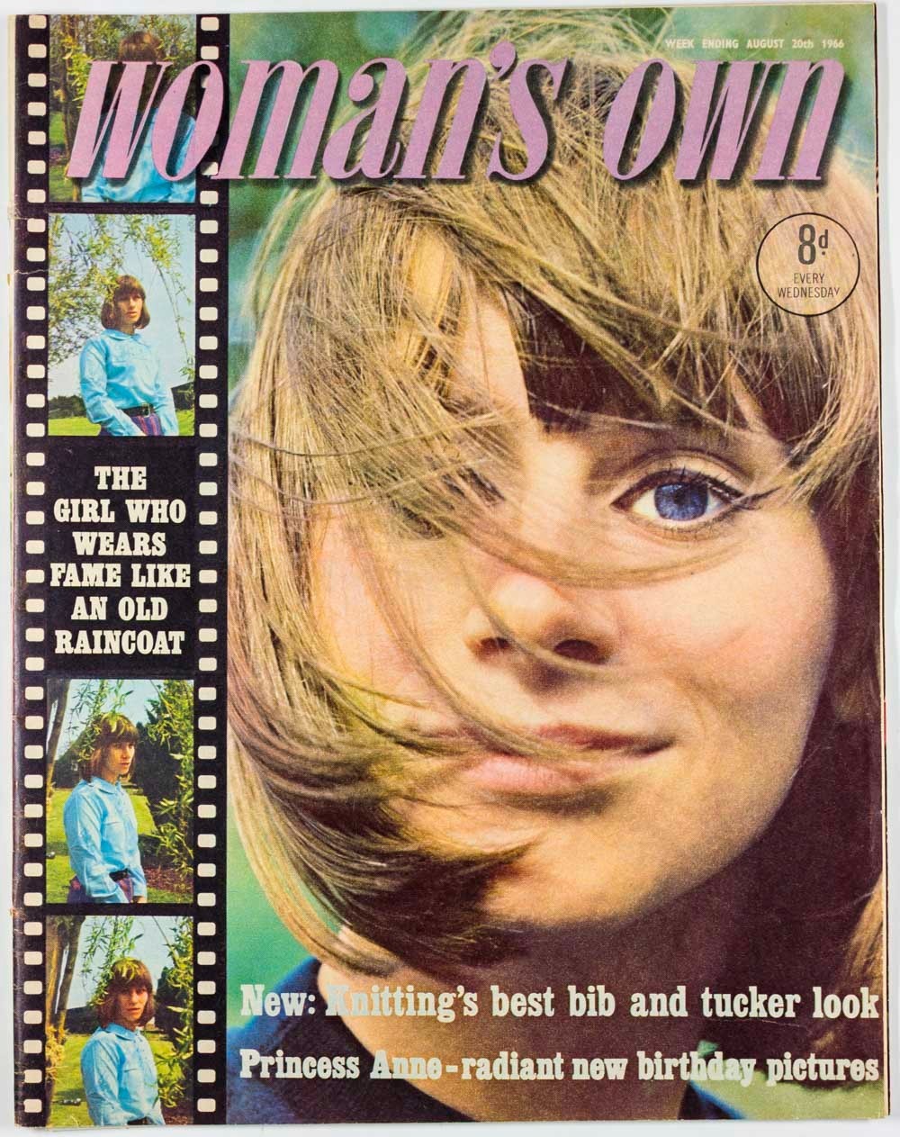 RITA TUSHINGHAM Princess Anne WOMAN'S OWN magazine August 1966 60s knitwear BIB