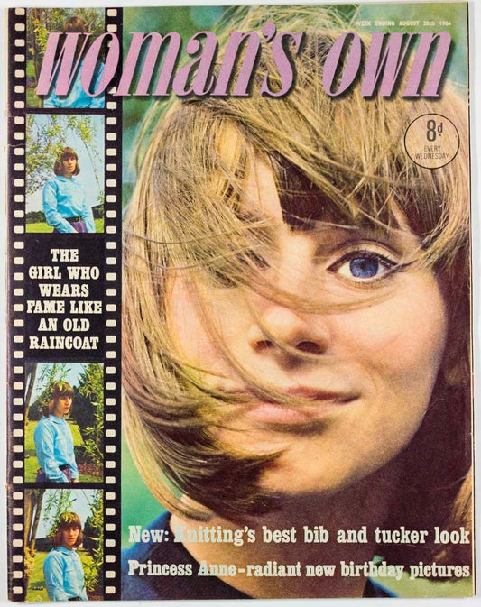 RITA TUSHINGHAM Princess Anne WOMAN'S OWN magazine August 1966 60s knitwear BIB