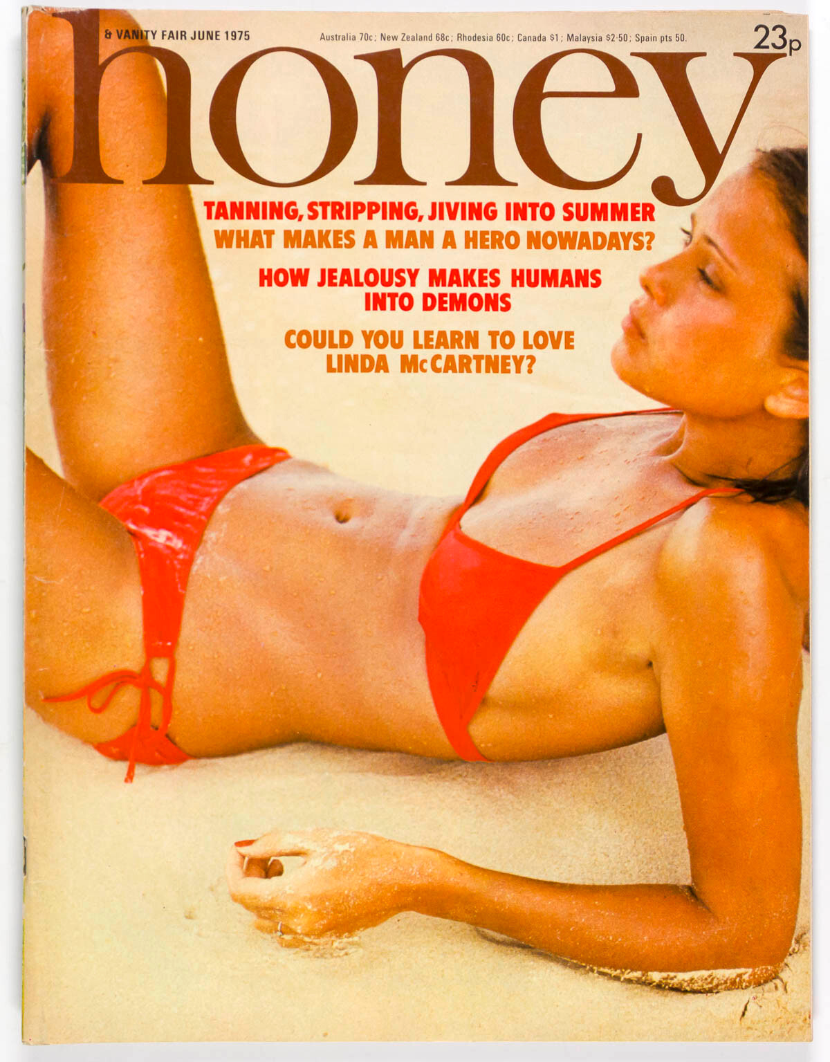 Swimwear LINDA McCARTNEY Jive dancing HONEY MAGAZINE June 1975 50 birthday gift