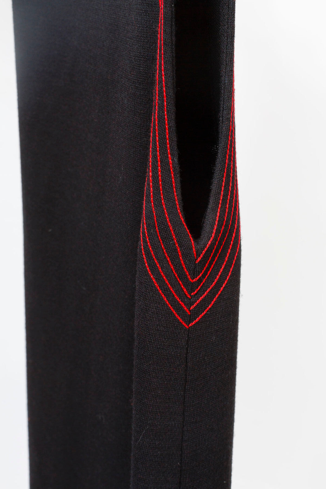 JEAN VARON Shift A-Line Dress VTG Black RED STITCHING 1970's Pockets MOD Size 12
