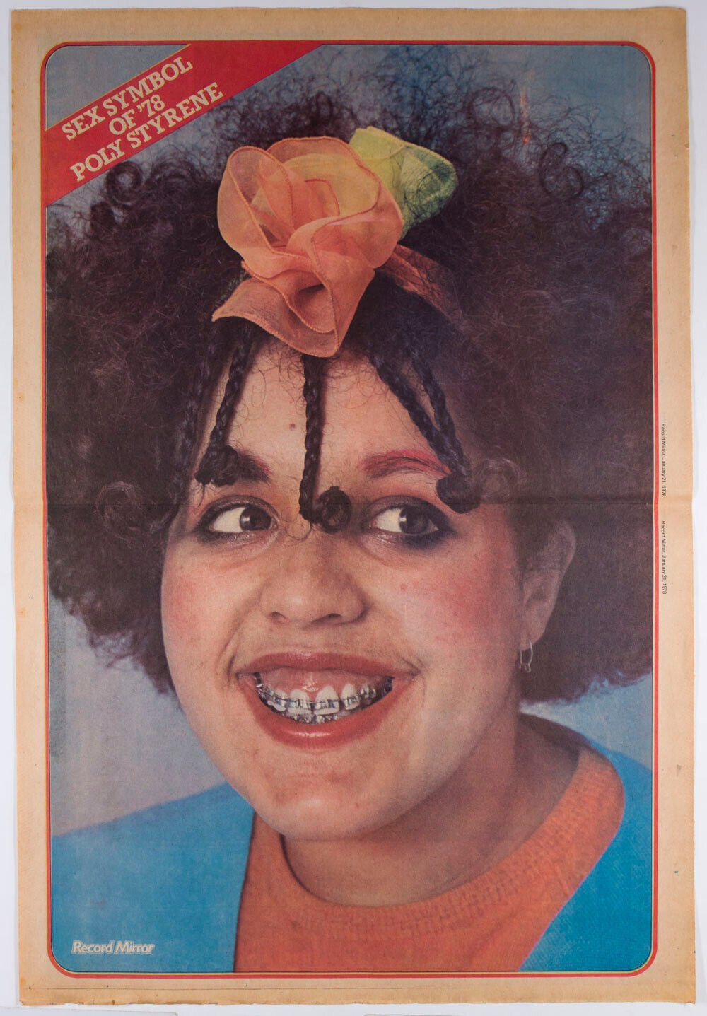 POLY STYRENE Sex Symbol pinup XRAY SPEX Record Mirror magazine centrefold poster