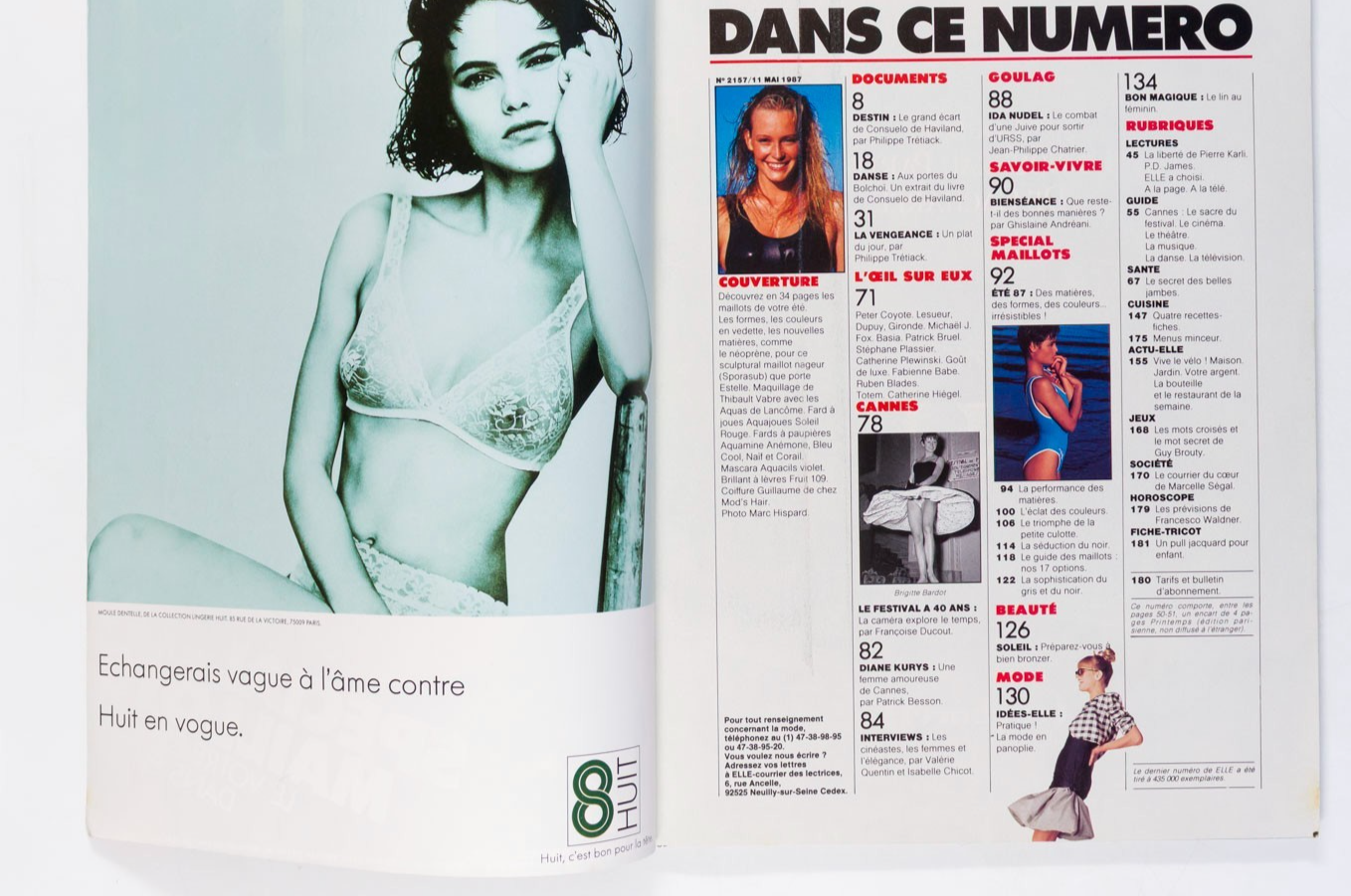 ESTELLE LEFEBURE Carla Bruni TALISA SOTO Elle magazine 11 May 1987 Greta Scacchi