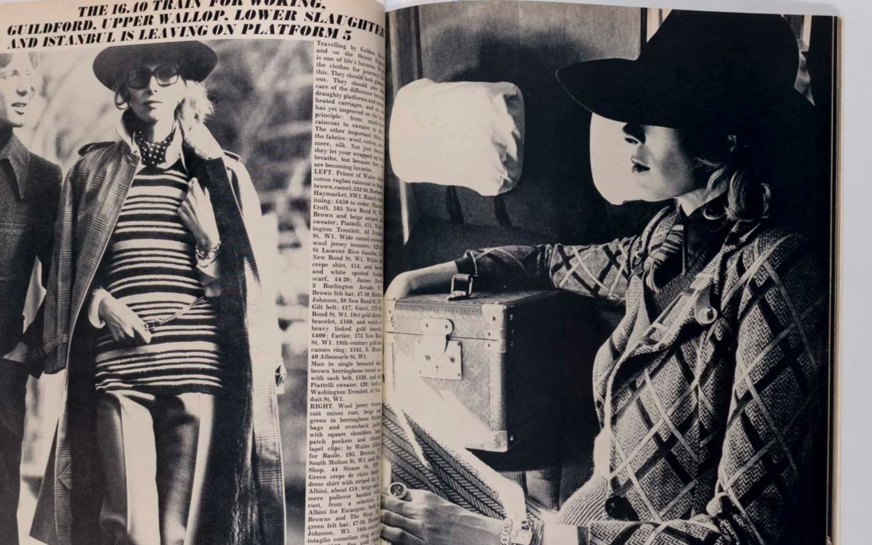 CATHEE DAHMEN Ann Turkel JAMES WEDGE Harper's Bazaar 1971 November LOUIS VUITTON