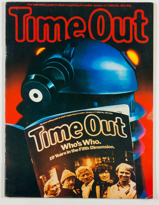 Tom Baker DOCTOR DR WHO Dalek TIME OUT London magazine 1982 January JON PERTWEE