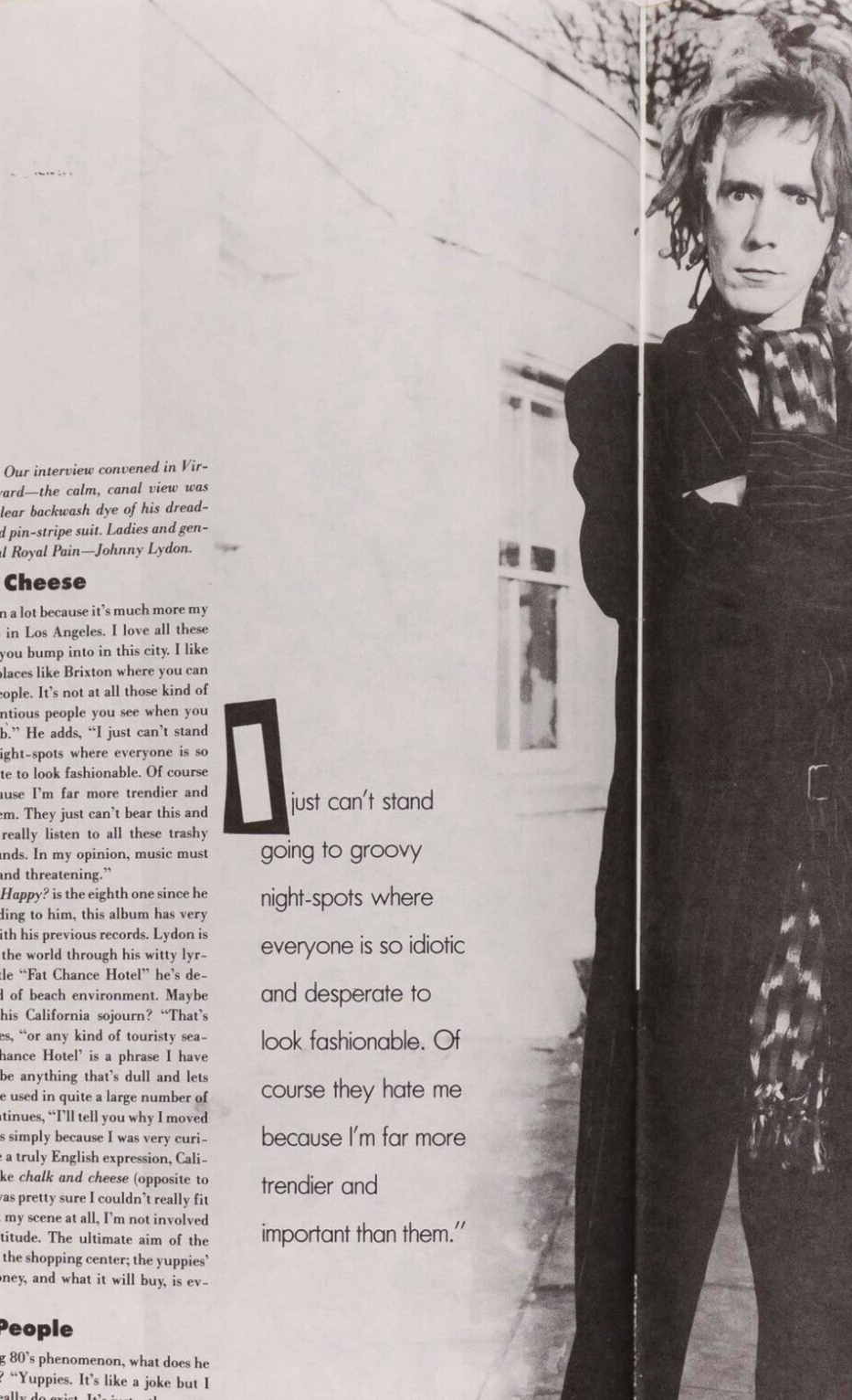 PAULA THOMAS Tim Curry AMANDA PAYS Exposure magazine 1988 John Lydon BRYAN FERRY