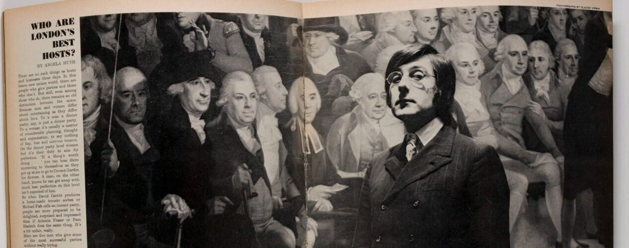 Designers at home RICHARD NEVILLE Caroline Munro HARPERS March 1970 Jules Crahay