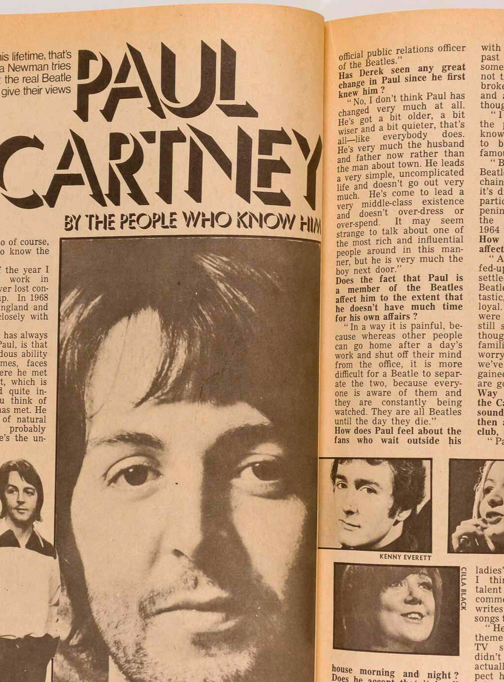 DAVID BOWIE Paul McCartney TWIGGY Mirabelle magazine January 1970 Susan George