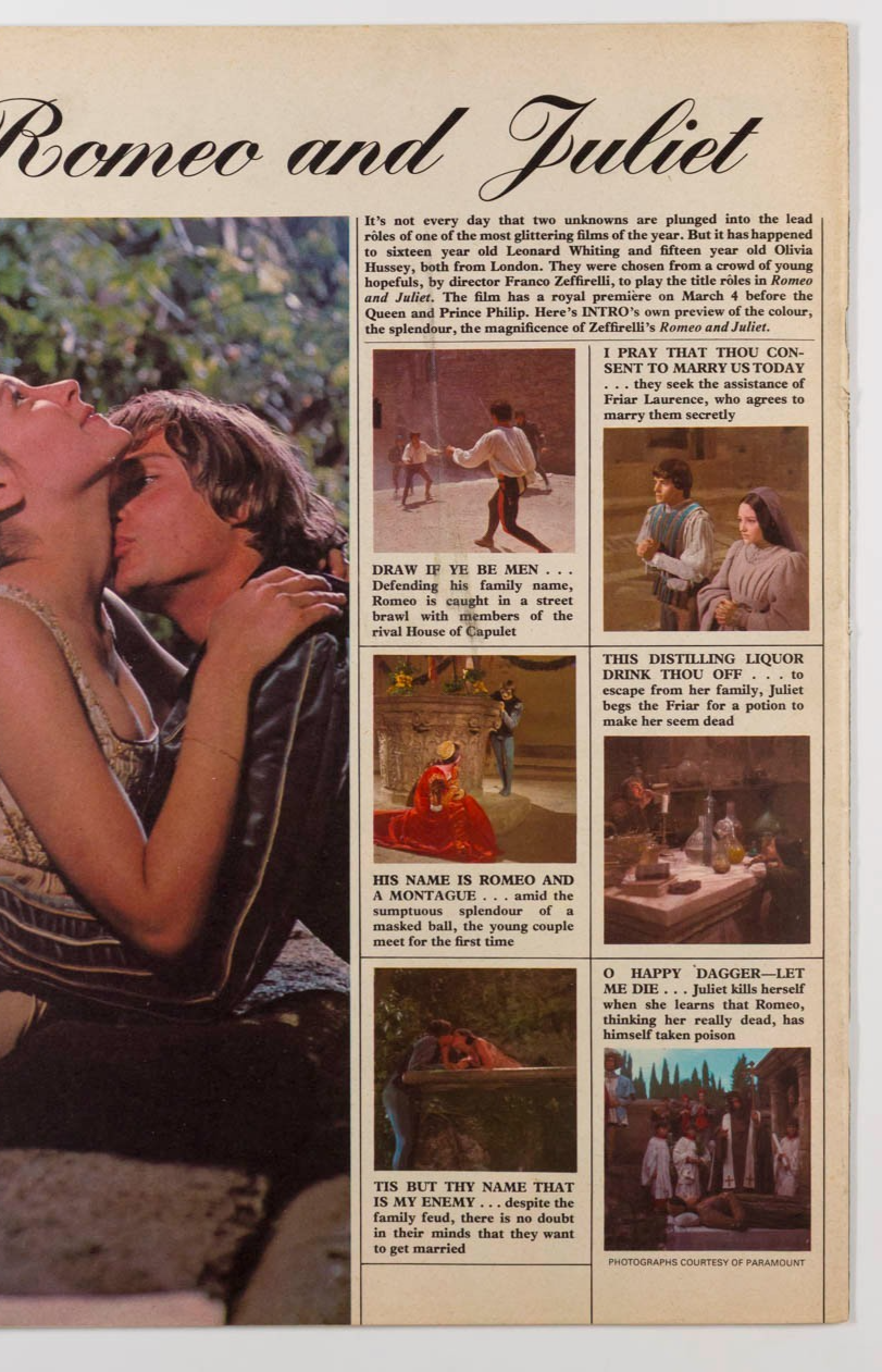 Terence Stamp LEONARD WHITING Olivia Hussey INTRO February 1968 Diana Ross BIBA