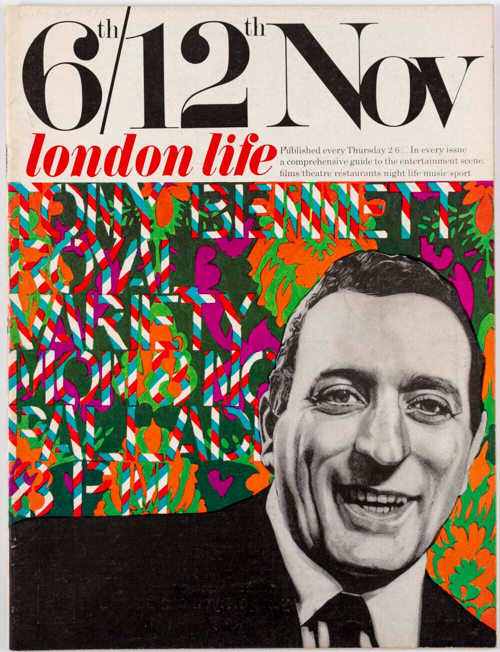 Tony Bennett IAN DURY Sandie Shaw JOE TILSON Gerald Scarfe  LONDON LIFE magazine