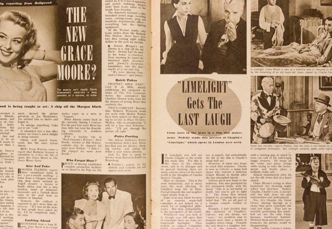 AUDREY HEPBURN Joan Crawford CHARLIE CHAPLIN Picturegoer magazine October 1952