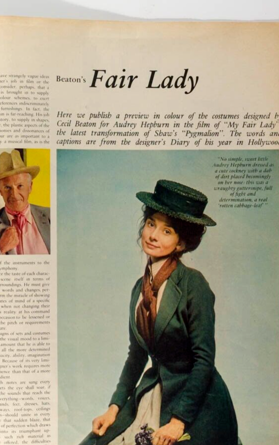 AUDREY HEPBURN Cecil Beaton MY FAIR LADY costume preview 60s weekend magazine UK