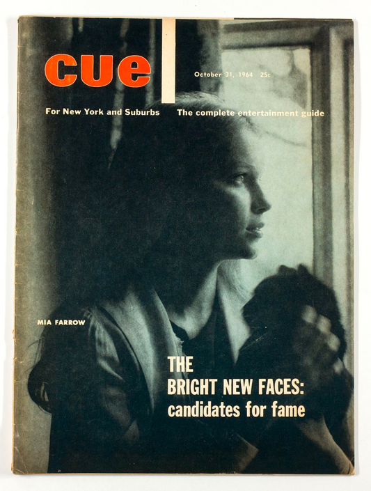 MIA FARROW Bright New Faces NEW YORK CUE magazine October 31 1964 rare 60s NYC