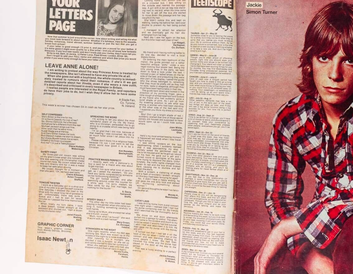 Marc Bolan DAVID BOWIE Simon Turner CAT STEVENS The Sweet ELTON  Jackie magazine