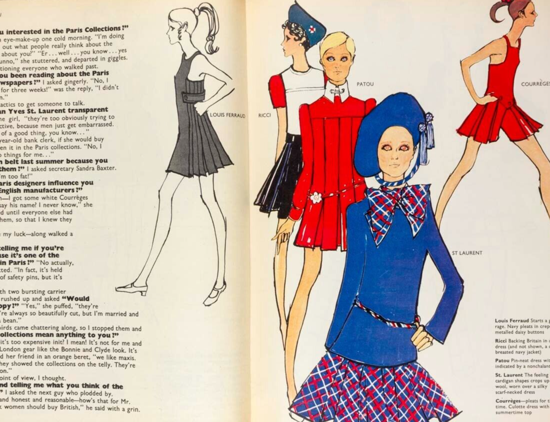 COURREGES May Routh PARIS COLLECTIONS PETTICOAT magazine March 1968 vtg Dior YSL