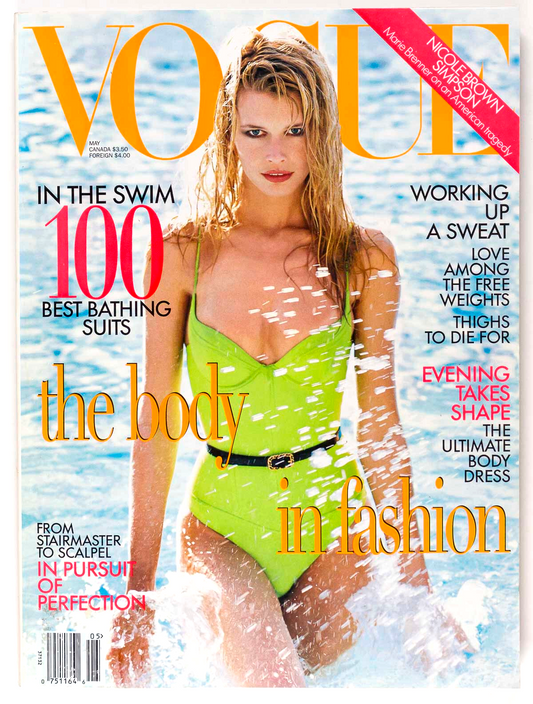 Claudia Schiffer EVA HERZIGOVA Helmut Newton US VOGUE May 1995 Trish Goff CHANEL