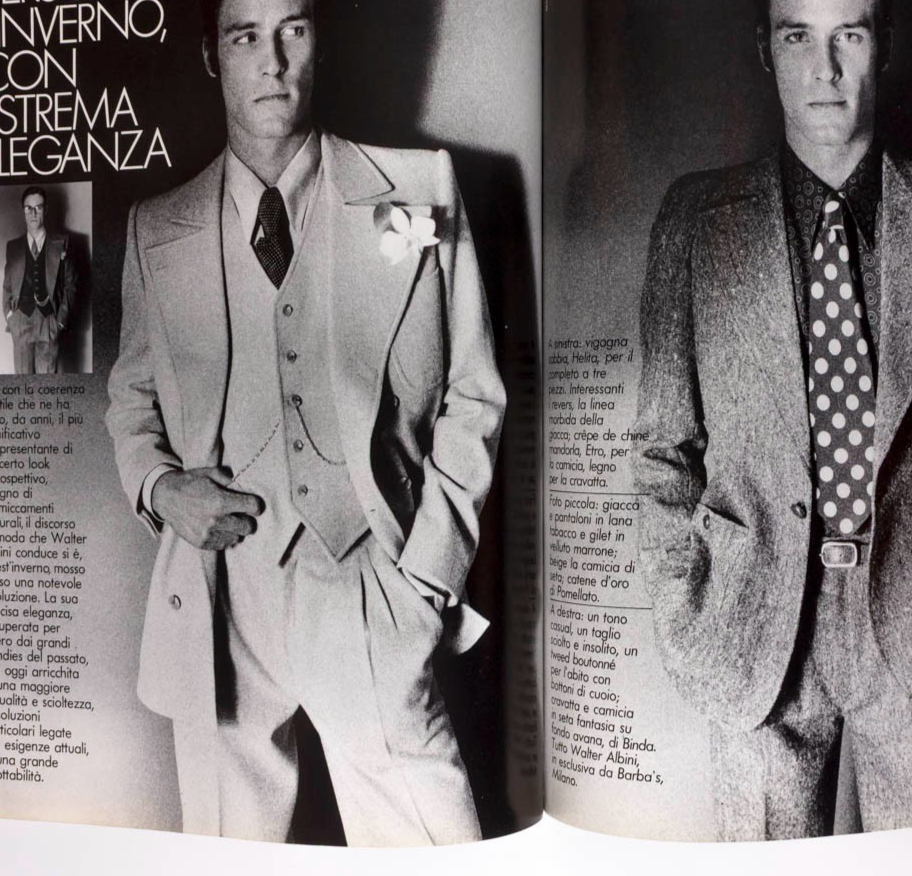 Helmut Berger JACQUES DE BASCHER Udo Kier  L'UOMO VOGUE October 1973  Toscani KL