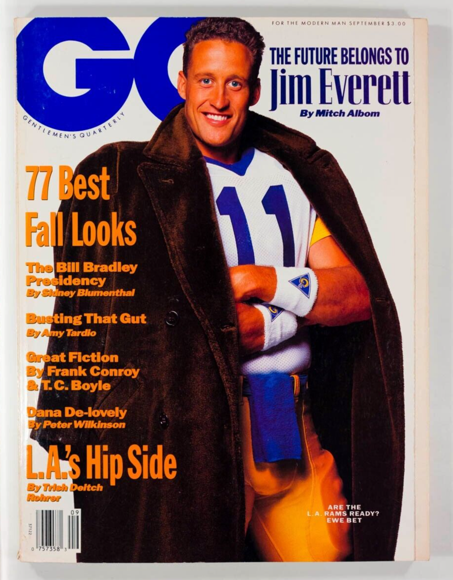 Jim Everett BILL BRADLEY Dana Delaney FRANK CONROY Fall looks US GQ magazine 90s