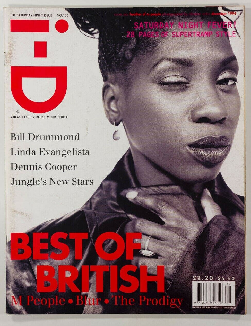 M PEOPLE Linda Evangelista BILL DRUMMOND Blur THE PRODIGY i-D magazine 1994 Dec