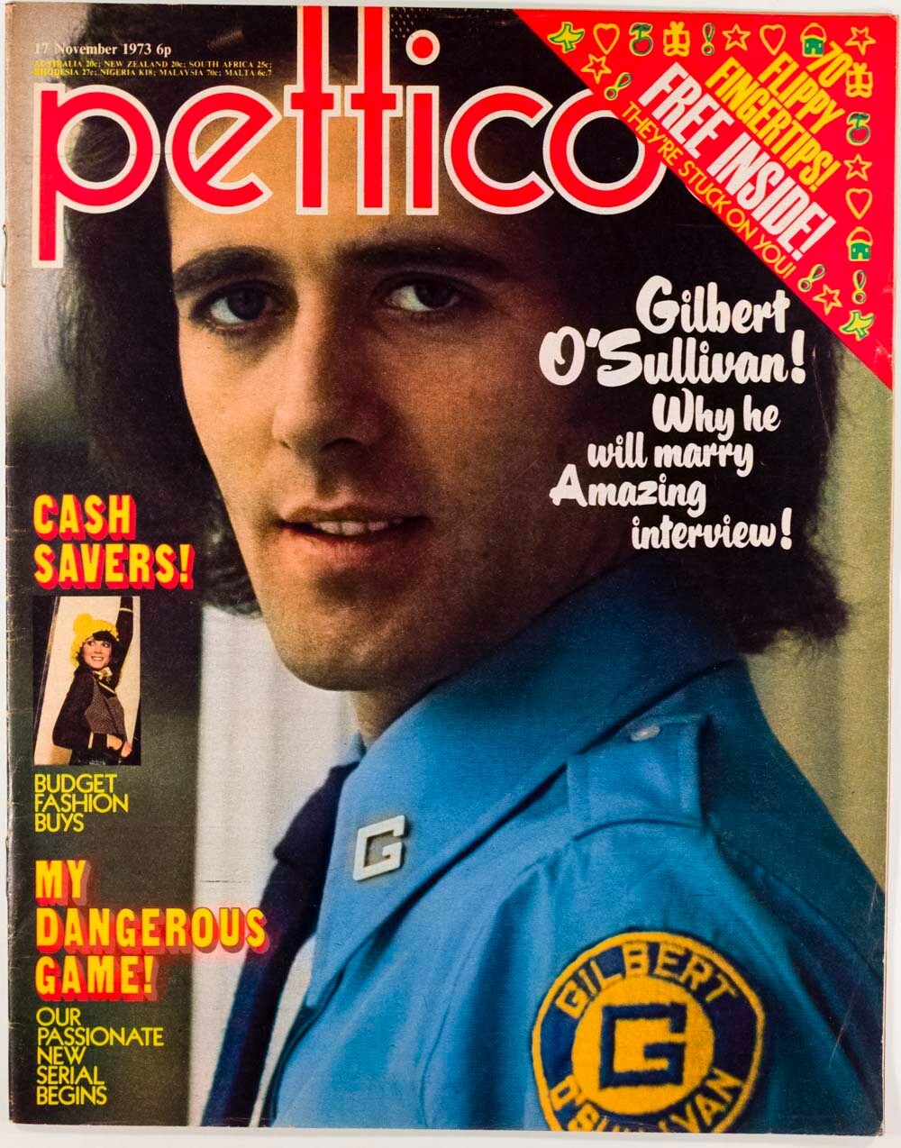 Gilbert O'Sullivan HECTOR Chris Ward PETTICOAT magazine 1973 November KIMONO vtg