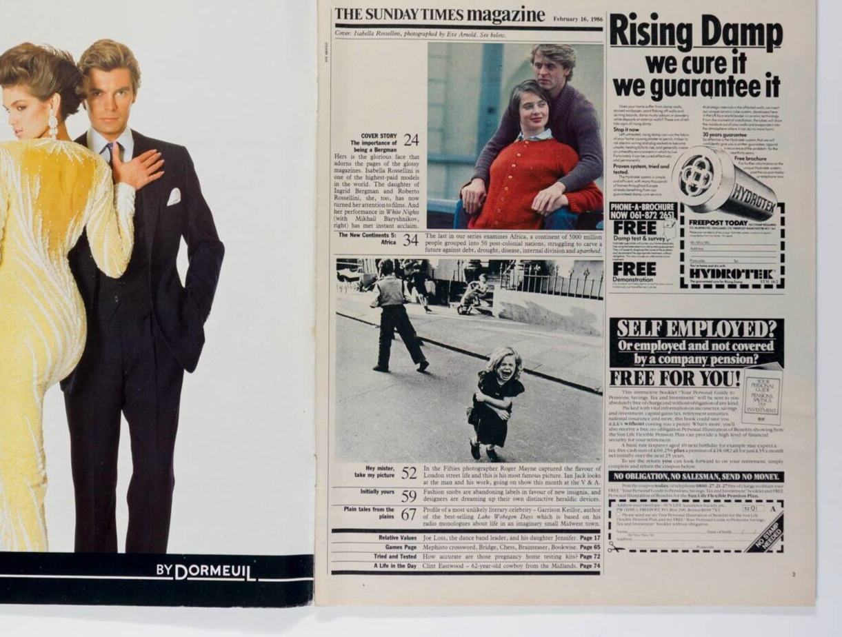 Isabella Rossellini ROGER MAYNE Barry Lewis SUNDAY TIMES magazine February 1986