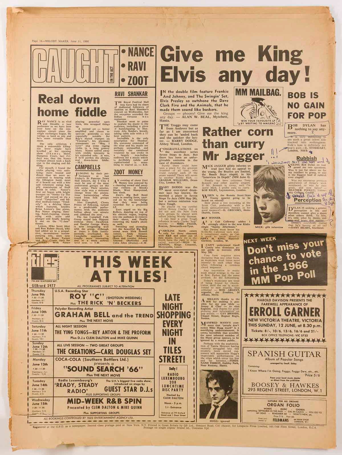 JOHN LENNON The Beatles TOM JONES Ravi Shankar UK Jazz MELODY MAKER June 11 1966