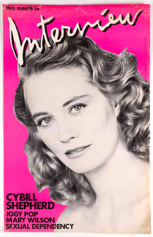 CYBILL SHEPHERD Interview magazine POSTER Nov 1986 original shop display advert