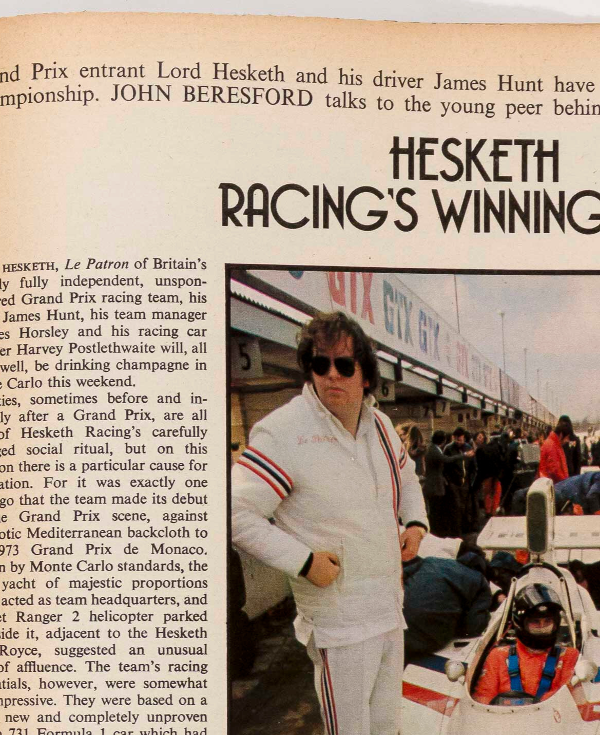 DAVID HICKS Lord Hesketh JAMES HUNT Opal Kadett TELEGRAPH magazine May 24 1974