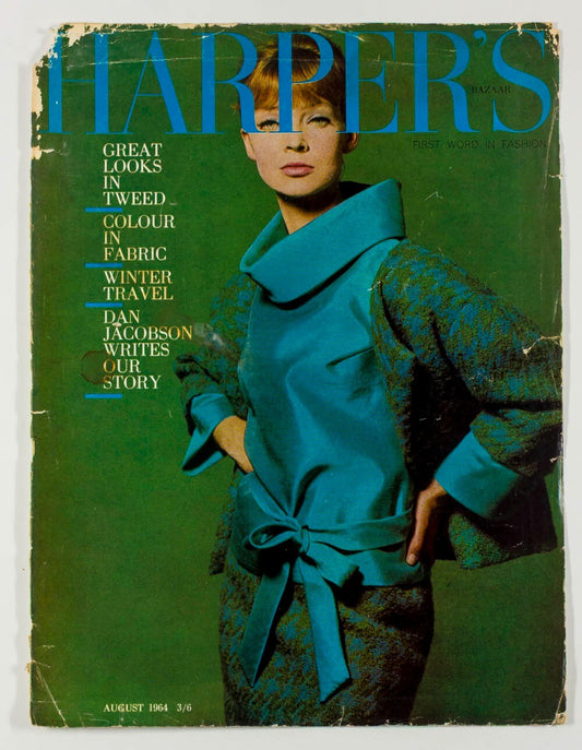 Helen Bunney MICHAEL WILLIAMS Green Tweed HARPER'S BAZAAR August 1964 COVER ONLY