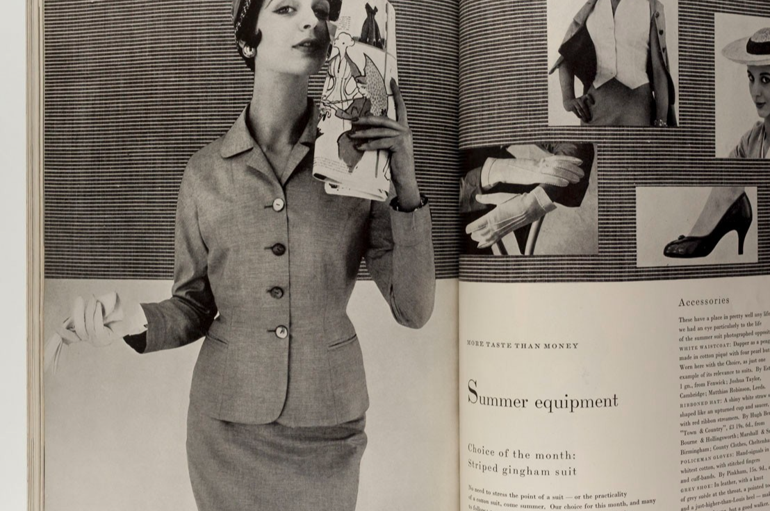 Nina de Voogt HEPWORTH Givenchy BALENCIAGA Rene Gruau BACALL Vogue April 1954 UK