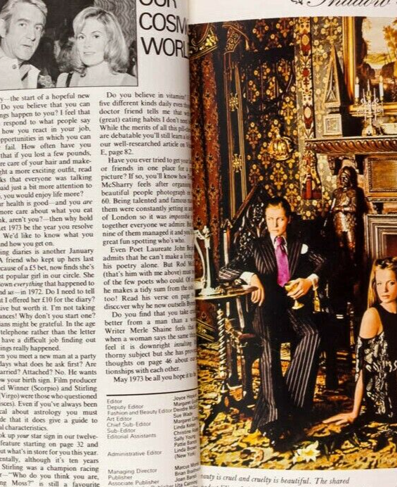 Julie Ege CHARLOTTE RAMPLING Liza Minelli COSMOPOLITAN January 1973 Greta Norris