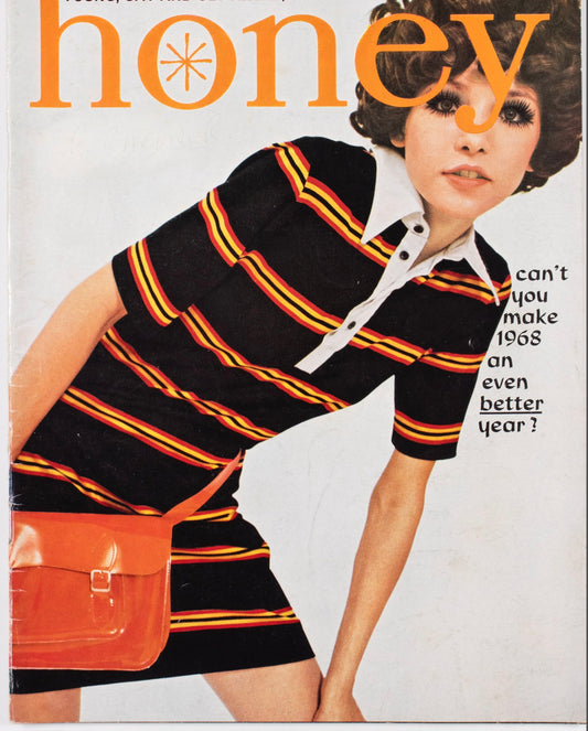 CATHEE DAHMEN Maudie James SAMANTHA EGGAR Quant vtg HONEY magazine 60s