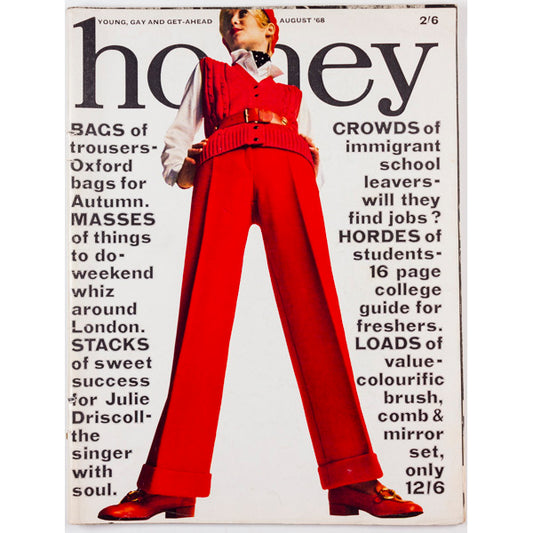 Honey Magazine August 1968 David Hockney HURN Julie Driscoll QUANT vtg