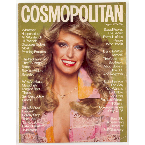 Farrah Fawcett Majors David Hockney UK Cosmopolitan August 1977 vtg